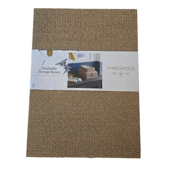 Woven Storage Boxes Set of 2 Taupe Desk & Office Organizers - Threshold - Picture 4 of 5